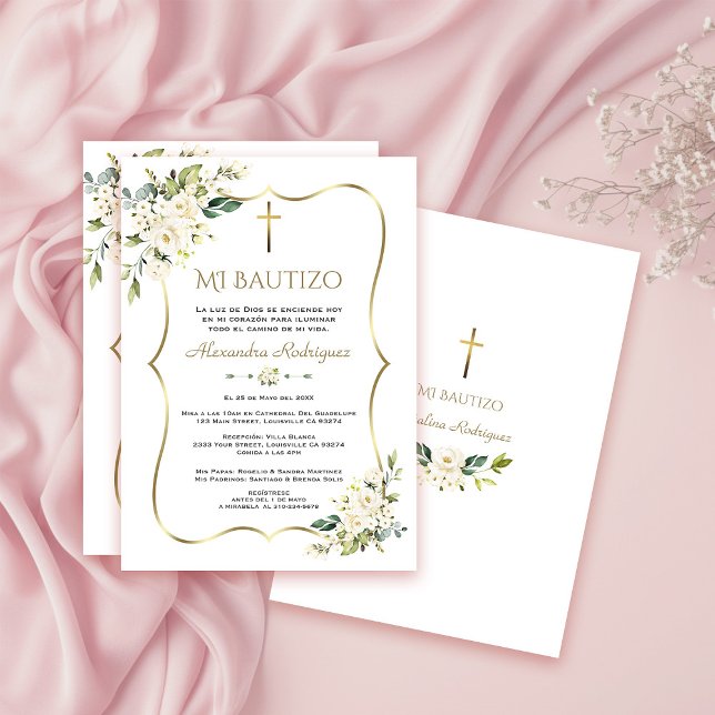 Charm Invitacion De Bautizo Con Flores Baptism Invitation (Creator Uploaded)