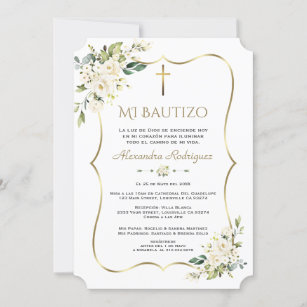 Charm Invitacion De Bautizo Con Flores Baptism Invitation