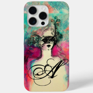 CHARM /Lady With Mask Monogram Pink Teal Green iPhone 15 Pro Max Case