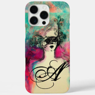 CHARM /Lady With Mask Monogram Pink Teal Green iPhone 16 Pro Max Case