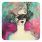 CHARM /Lady With Mask Pink Teal Green