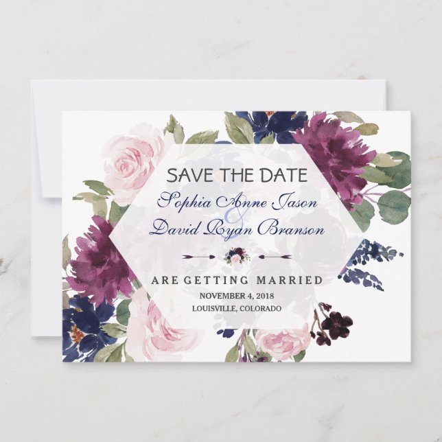 Charm Lavender Purple Floral Bloom Save The Date (Front)