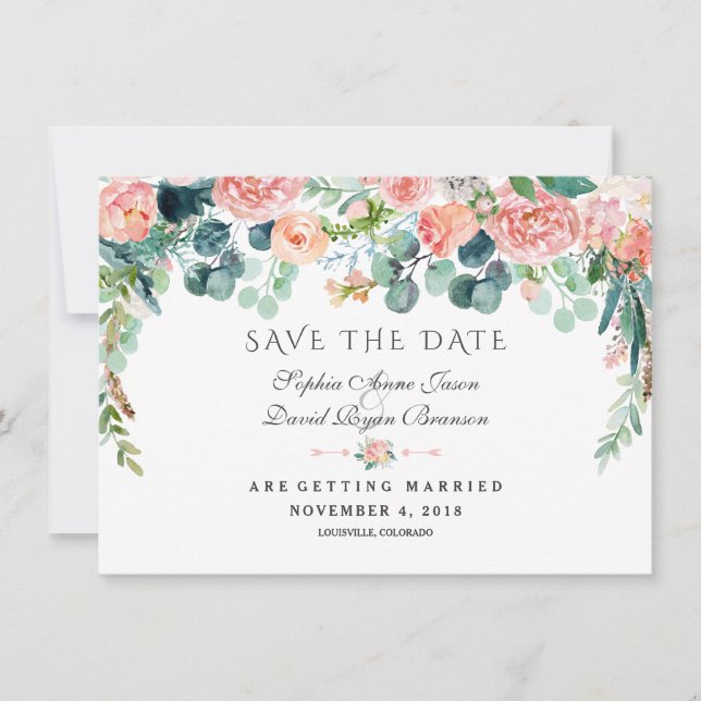 Charm Lavender Purple Floral Bloom Save The Date (Front)