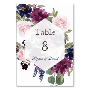 Charm Lavender Purple Floral Bloom Table Number