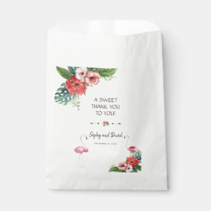 Charm Luau Flamingo Tropical Floral THANK YOU Favour Bag