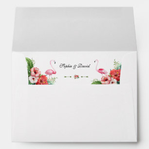 Charm Luau Flamingo Tropical Floral Wedding Envelope