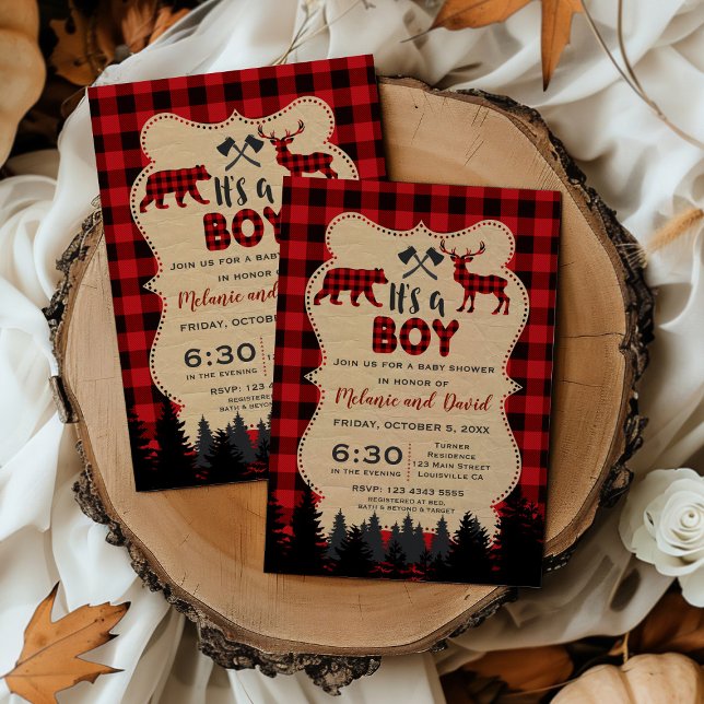 Charm Lumberjack Little Hunter Baby Shower Invitation (Creator Uploaded)