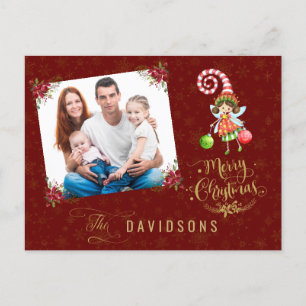 Charm Merry Christmas Fairy Family Photo Holiday Postcard