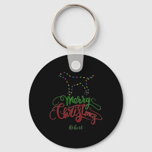 Charm Merry Christmas Light Bulbs Dog Monogram Tod Key Ring