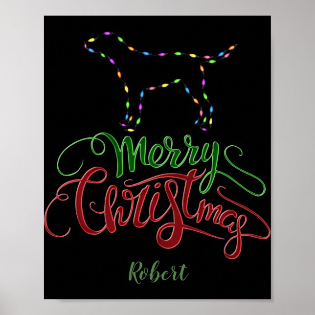 Charm Merry Christmas Light Bulbs Dog Monogram Tod Poster (Front)
