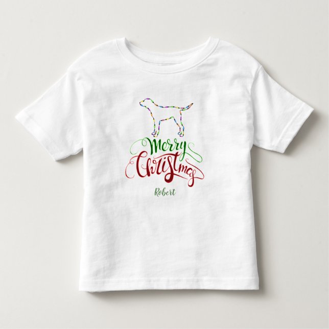 Charm Merry Christmas Light Bulbs Dog Monogram Toddler T-Shirt (Front)