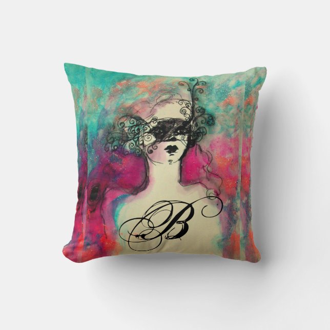 CHARM MONOGRAM Lady With Mask Cushion (Front)