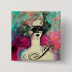 CHARM MONOGRAM / Mysterious Beauty with Mask 15 Cm Square Badge