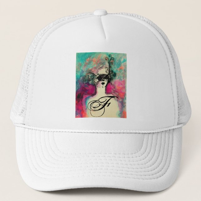 CHARM MONOGRAM / Mysterious Beauty with Mask Trucker Hat (Front)