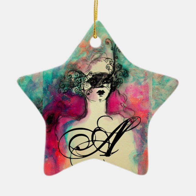 CHARM MONOGRAM,star Ceramic Ornament (Front)