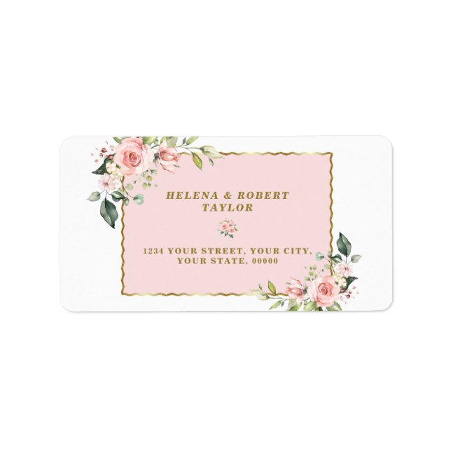 Charm Pink Blush Flowers Gold Holy Communion Label (Front)