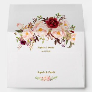 Charm Pink Blush Flowers Wedding Return Address Envelope
