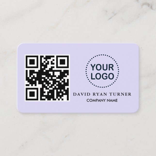 Charm QR Code Business Logo Lavender Professional  Business Card (Front)