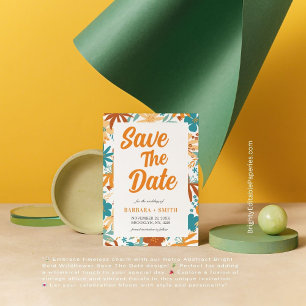 Charm Retro Abstract Bright Bold Wildflower Save The Date