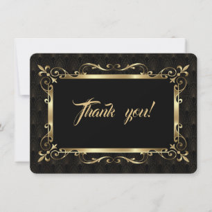 Charm Roaring 20s Gold Art Deco Wedding Thank You Card