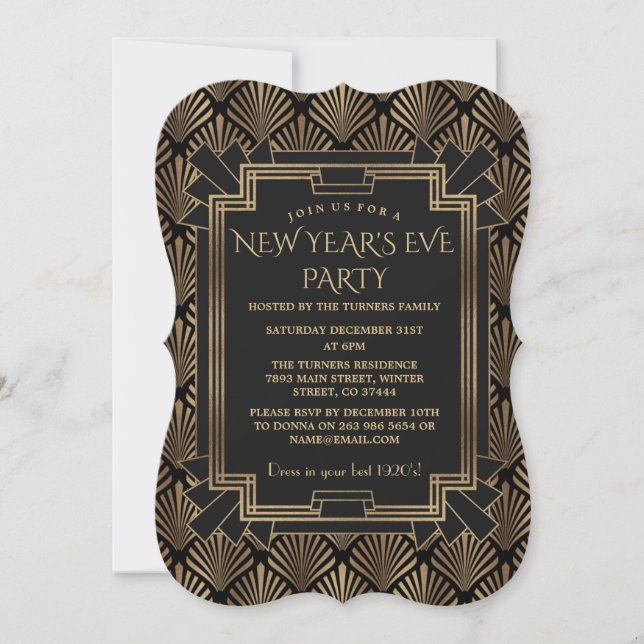 Charm Roaring 20's Great Gatsby New Year Party Invitation (Front)