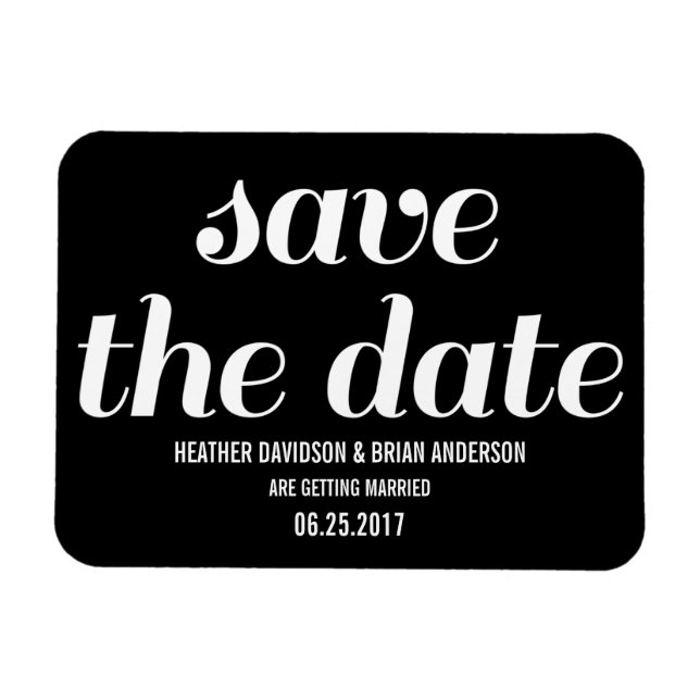 Charm Save the Date Magnet, Black Magnet (Horizontal)