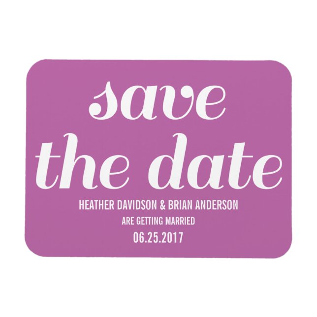 Charm Save the Date Magnet, Fuchsia Magnet (Horizontal)