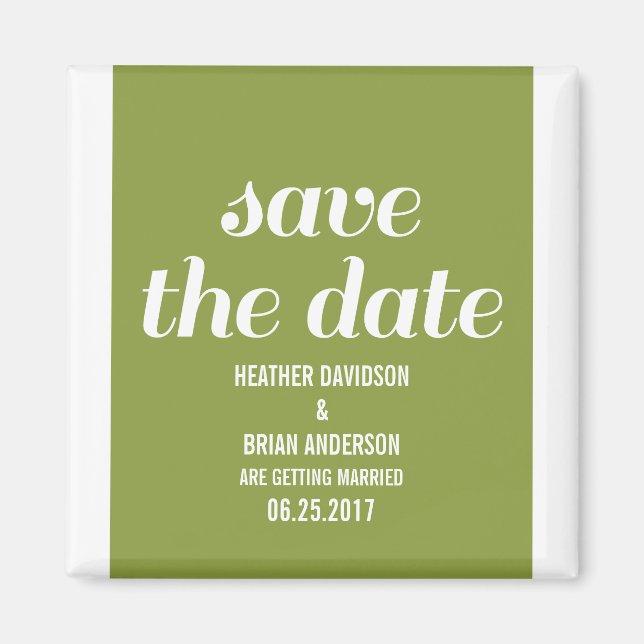 Charm Save the Date Magnet, Olive Green Magnet (Front)