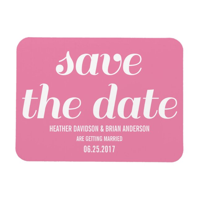 Charm Save the Date Magnet, Pink Magnet (Horizontal)