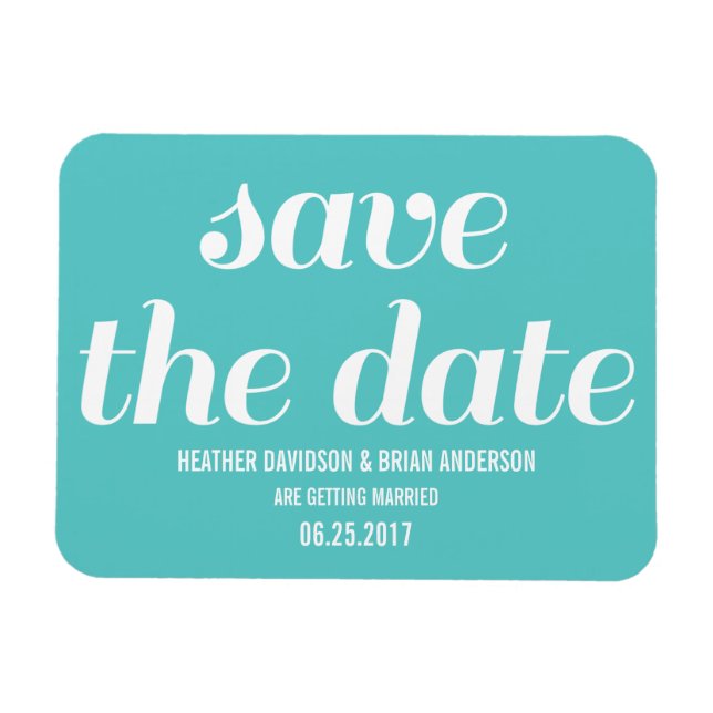 Charm Save the Date Magnet, Turquoise Magnet (Horizontal)