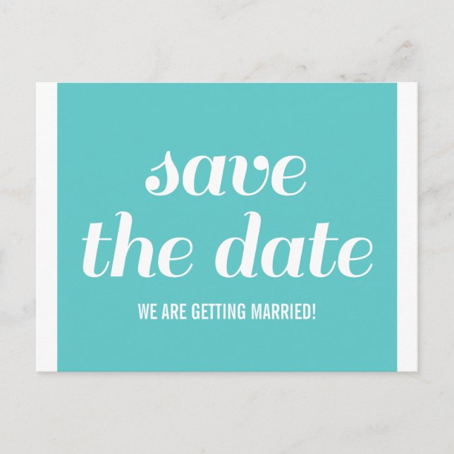 Charm Save the Date Postcard, Turquoise Announcement Postcard (Front)
