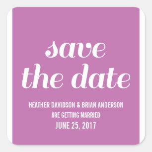 Charm Save the Date Stickers, Fuchsia Square Sticker
