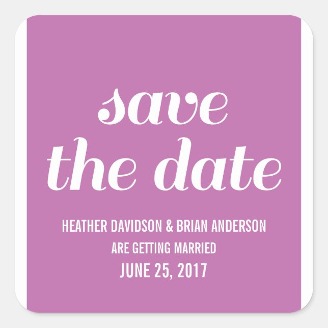 Charm Save the Date Stickers, Fuchsia Square Sticker (Front)