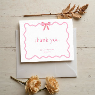 Charm Soft Pink Bow Baby Shower  Thank You Card