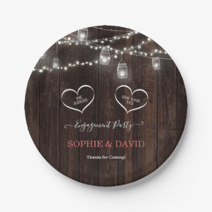 Charm Vintage String Lights Old Barn Engagement  Paper Plate