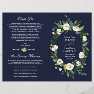 Charm Watercolor White Floral Dark Blue Program