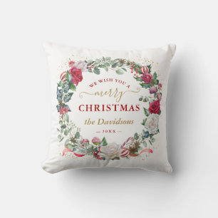 Charm We Wish You A Merry Xmas Wreath Photo Cushion