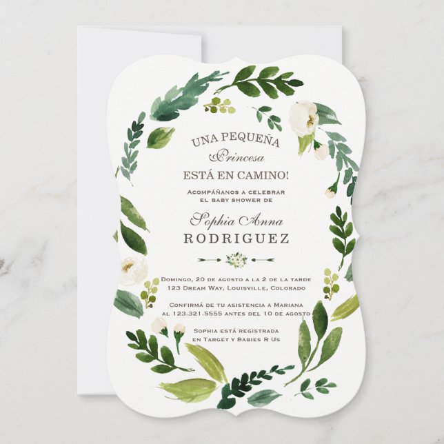 Charm White Flowers Invitación de Baby Shower Invitation (Front)