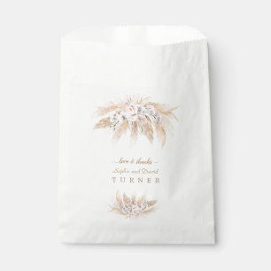 Charm White Orchid Blus Roses Pampas Grass Wedding Favour Bag