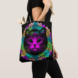 Charmante Katze im Spitzenmuster Tote Bag