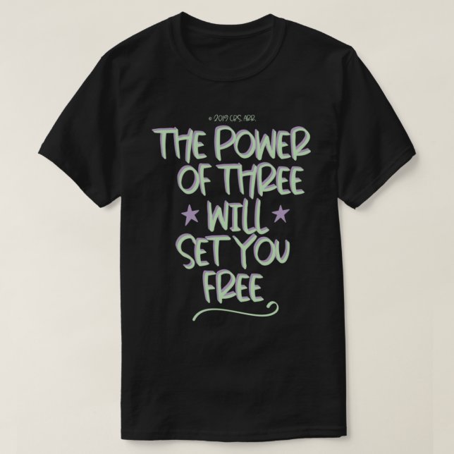 Charmed 1998 The Power of Three Typography Design  T-Shirt (Design Front)