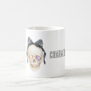 Charmed Orange Purple Jewels Skull Black Bow Coffee Mug