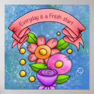 Charmed Positive Thought Doodle Flower Poster