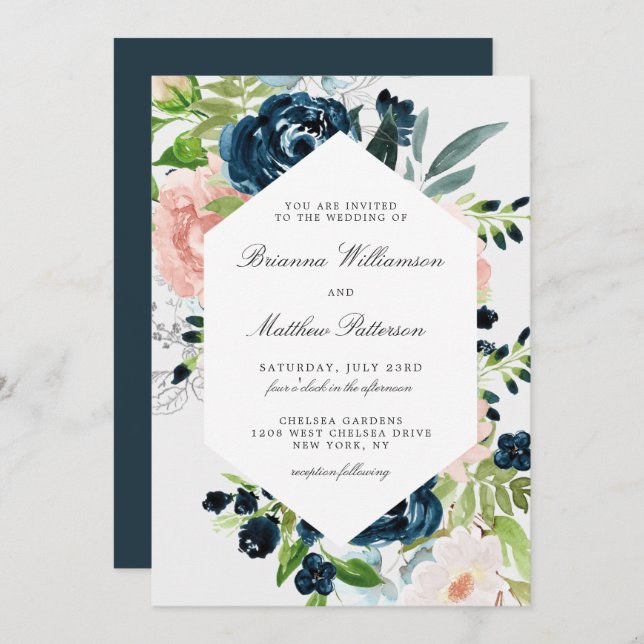 Charmed Watercolor Floral Wedding Invitation (Front/Back)