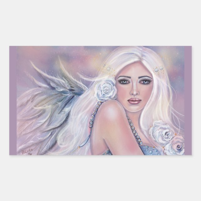 Charmeine Heavenly angel art by Renee Lavoie  Rectangular Sticker (Front)