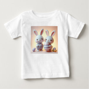 Charming 3D Easter Bunny with Festive Egg Baby T-Shirt