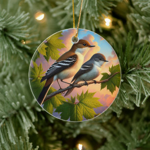 Charming Alder Flycatcher Bird Keepsake Ceramic Ornament