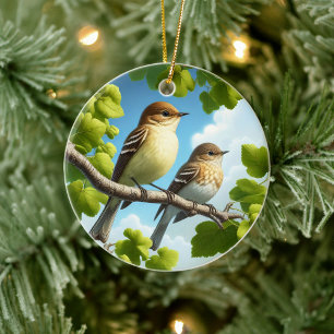 Charming Alder Flycatcher Bird Keepsake Ceramic Ornament