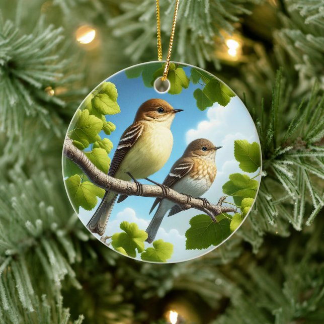 Charming Alder Flycatcher Bird Keepsake Ceramic Ornament (Creator Uploaded)