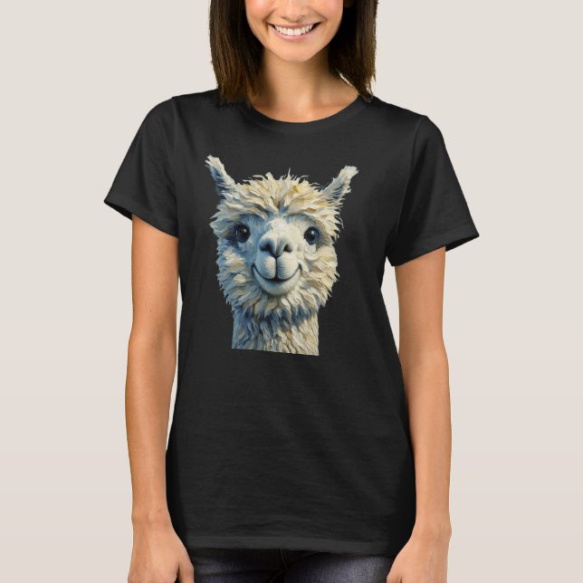 Charming Alpaca T-Shirt Oil Painting Style (Front)